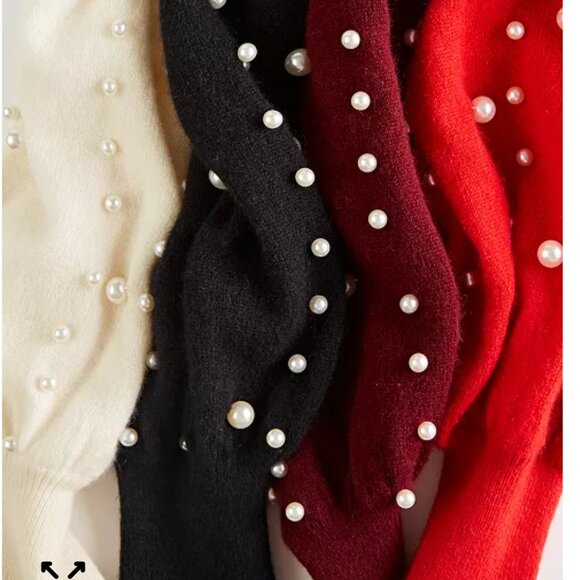 100% Cashmere Pearl Mock Neck Sweater Charter Club M - Picture 3 of 3